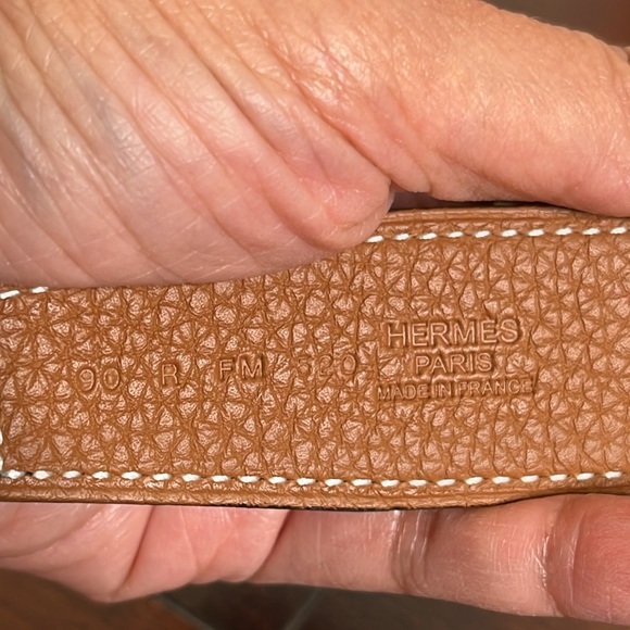 Hermes H Belt Buckles Gold Platinum & Reversible Leather Strap size 90 - Picture 7 of 16